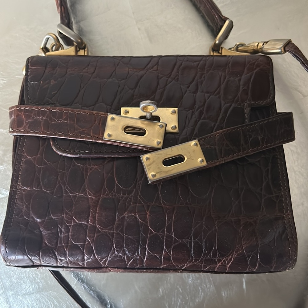 🔥HP🔥True VTG Maraolo small Alligator Crossbody Bag, brown, Italy - Picture 4 of 17